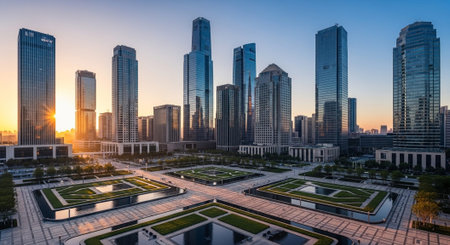 Futuristic Smart City Skyline with Neon Lights and Advanced Transportation Technology.