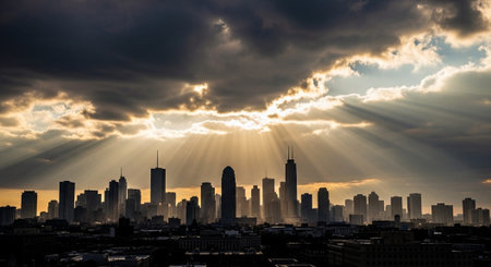 Futuristic Smart City Skyline with Neon Lights and Advanced Transportation Technology.