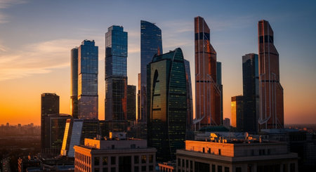 Futuristic Smart City Skyline with Neon Lights and Advanced Transportation Technology.