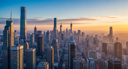 Futuristic Smart City Skyline with Neon Lights and Advanced Transportation Technology.