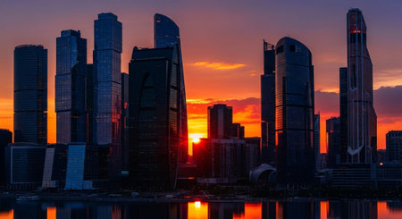 Futuristic Smart City Skyline with Neon Lights and Advanced Transportation Technology.