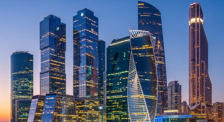 Futuristic Smart City Skyline with Neon Lights and Advanced Transportation Technology.