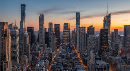 Futuristic Smart City Skyline with Neon Lights and Advanced Transportation Technology.