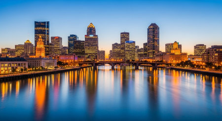 Futuristic Smart City Skyline with Neon Lights and Advanced Transportation Technology.