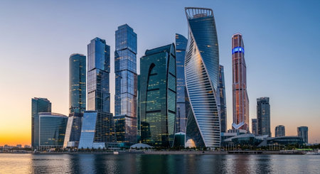 Futuristic Smart City Skyline with Neon Lights and Advanced Transportation Technology.