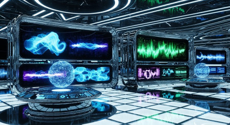 Futuristic Digital Technology Network and Artificial Intelligence Data Communication Background.