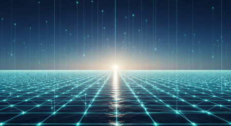 Futuristic Digital Technology Network and Artificial Intelligence Data Communication Background.