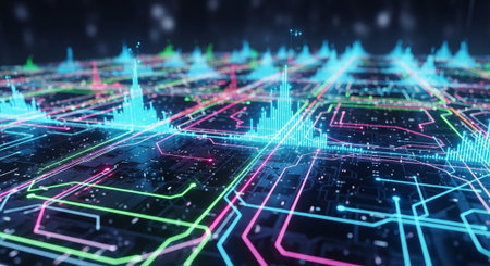 Futuristic Digital Technology Network and Artificial Intelligence Data Communication Background.の写真素材