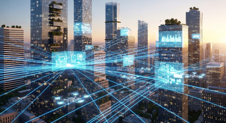 Futuristic Digital Technology Network and Artificial Intelligence Data Communication Background.