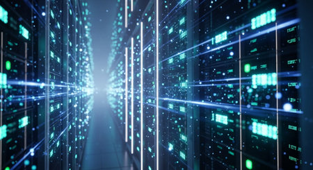 Futuristic Digital Technology Network and Artificial Intelligence Data Communication Background.