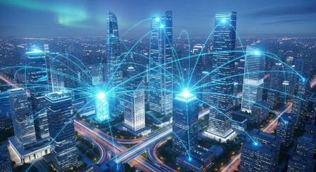 Futuristic Digital Technology Network and Artificial Intelligence Data Communication Background.