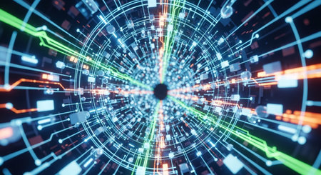 Futuristic Digital Technology Network and Artificial Intelligence Data Communication Background.