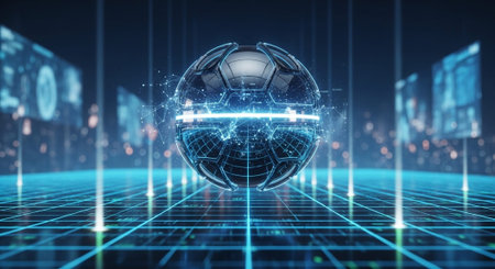 Futuristic Digital Technology Network and Artificial Intelligence Data Communication Background.