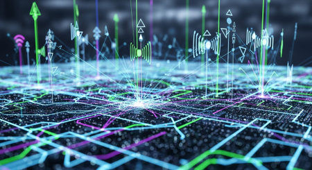 Futuristic Digital Technology Network and Artificial Intelligence Data Communication Background.