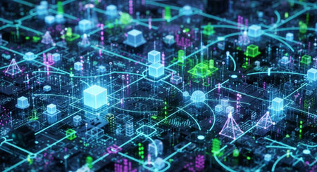 Futuristic Digital Technology Network and Artificial Intelligence Data Communication Background.