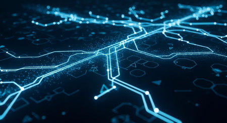 Futuristic Digital Technology Network and Artificial Intelligence Data Communication Background.