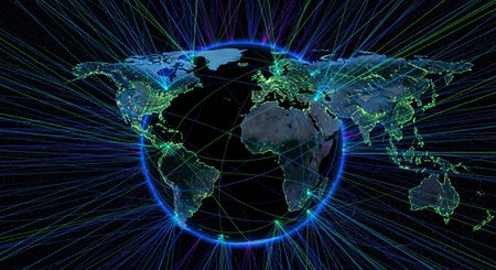 Futuristic Digital Technology Network and Artificial Intelligence Data Communication Background.