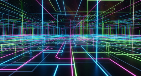 Futuristic Digital Technology Network and Artificial Intelligence Data Communication Background.