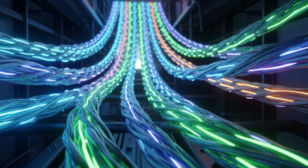 Futuristic Digital Technology Network and Artificial Intelligence Data Communication Background.