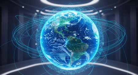 Futuristic Digital Technology Network and Artificial Intelligence Data Communication Background.