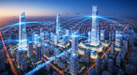 Futuristic Digital Technology Network and Artificial Intelligence Data Communication Background.