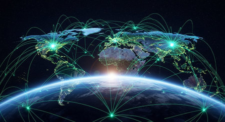 Futuristic Digital Technology Network and Artificial Intelligence Data Communication Background.