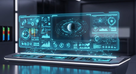 Futuristic Digital Technology Network and Artificial Intelligence Data Communication Background.