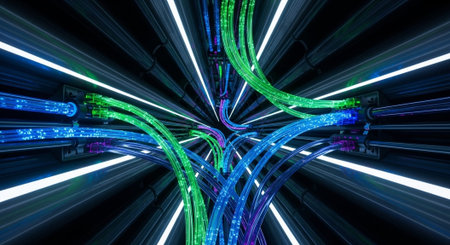 Futuristic Digital Technology Network and Artificial Intelligence Data Communication Background.