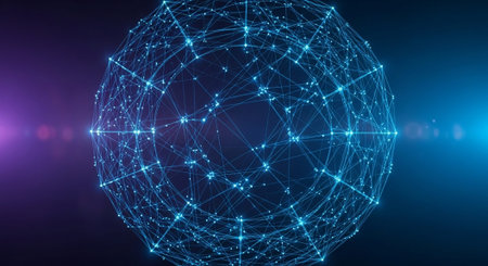 Futuristic Digital Technology Network and Artificial Intelligence Data Communication Background.