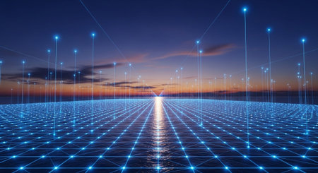 Futuristic Digital Technology Network and Artificial Intelligence Data Communication Background.