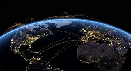 Futuristic Digital Technology Network and Artificial Intelligence Data Communication Background.