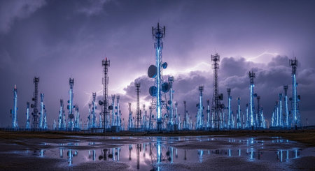 Futuristic Digital Technology Network and Artificial Intelligence Data Communication Background.