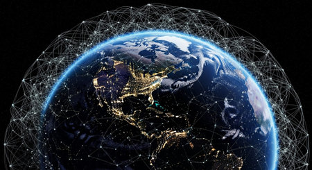 Futuristic Digital Technology Network and Artificial Intelligence Data Communication Background.