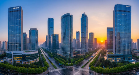 Futuristic Smart City Skyline with Neon Lights and Advanced Transportation Technology.