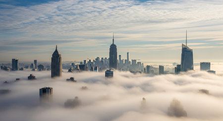 Futuristic Smart City Skyline with Neon Lights and Advanced Transportation Technology.の写真素材