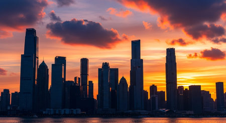 Futuristic Smart City Skyline with Neon Lights and Advanced Transportation Technology.