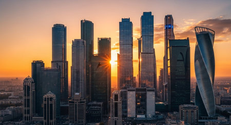 Futuristic Smart City Skyline with Neon Lights and Advanced Transportation Technology.