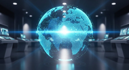 Futuristic Digital Technology Network and Artificial Intelligence Data Communication Background.