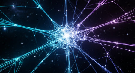 Futuristic Digital Technology Network and Artificial Intelligence Data Communication Background.の写真素材