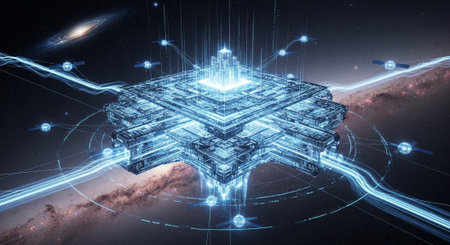 Futuristic Digital Technology Network and Artificial Intelligence Data Communication Background.