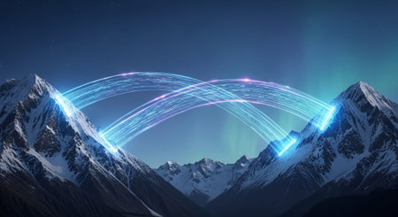 Futuristic Digital Technology Network and Artificial Intelligence Data Communication Background.