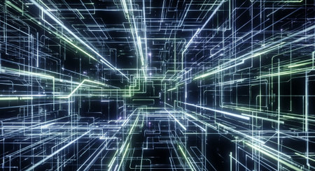Futuristic Digital Technology Network and Artificial Intelligence Data Communication Background.