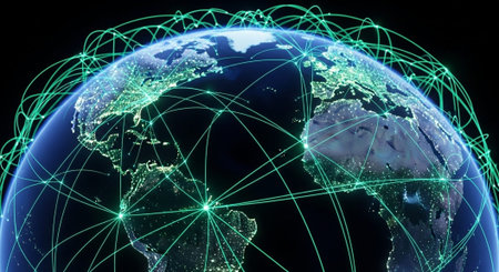Futuristic Digital Technology Network and Artificial Intelligence Data Communication Background.