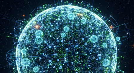 Futuristic Digital Technology Network and Artificial Intelligence Data Communication Background.
