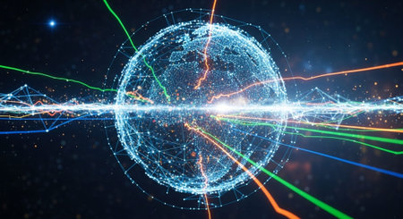 Futuristic Digital Technology Network and Artificial Intelligence Data Communication Background.