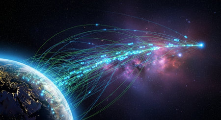 Futuristic Digital Technology Network and Artificial Intelligence Data Communication Background.