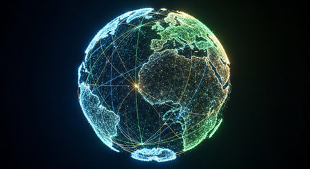 Futuristic Digital Technology Network and Artificial Intelligence Data Communication Background.