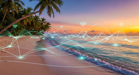 Futuristic Digital Technology Network and Artificial Intelligence Data Communication Background.