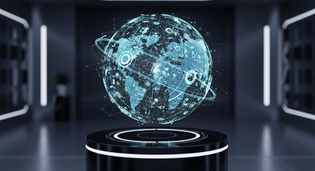 Futuristic Digital Technology Network and Artificial Intelligence Data Communication Background.