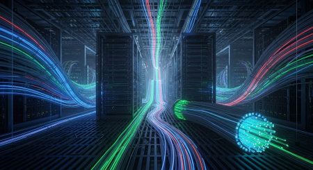 Futuristic Digital Technology Network and Artificial Intelligence Data Communication Background.